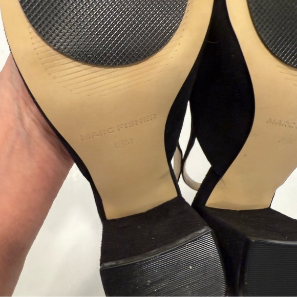 Marc Fisher Women’s Black Suede Slung Back Block Heel Pumps Size 8.5 NEW - Picture 11 of 11